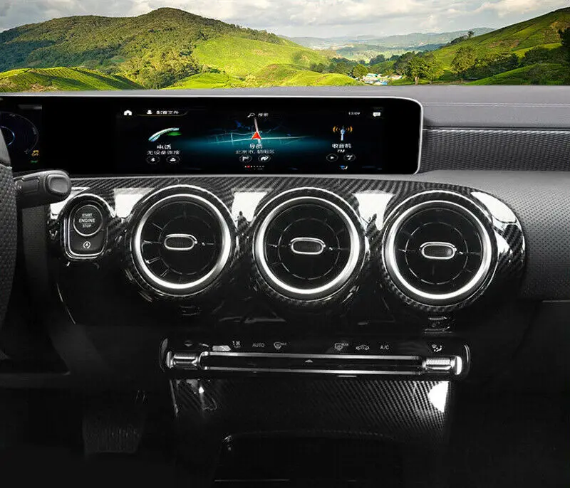 헤드램프 스위치 프레임 트림 포함 카본 룩 에어컨 벤트 커버, 메르세데스 벤츠 A 클래스 W177 2019-2022 CLA C118 2020