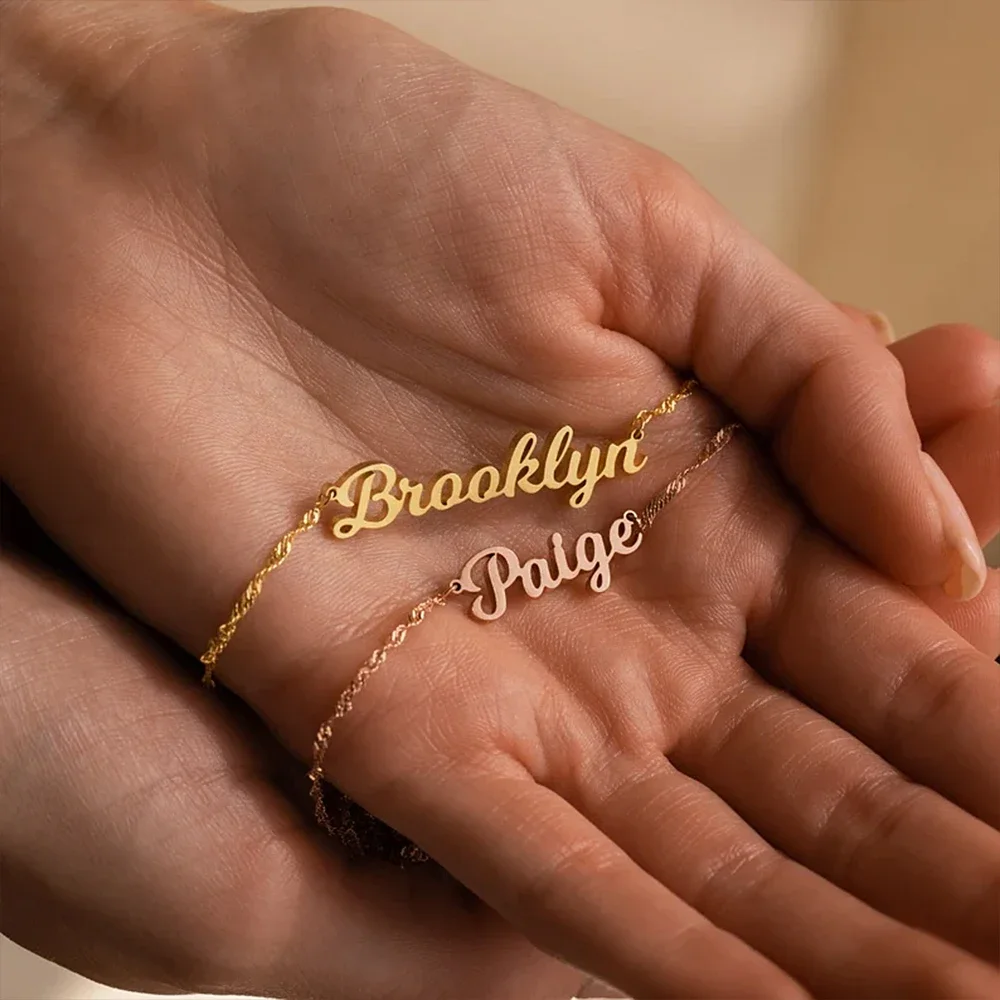 맞춤형 이름 스테인레스 스틸 목걸이, 골드 물결 체인, 맞춤형 글꼴 목걸이, 여자 친구를 위한 보석 선물, 인기