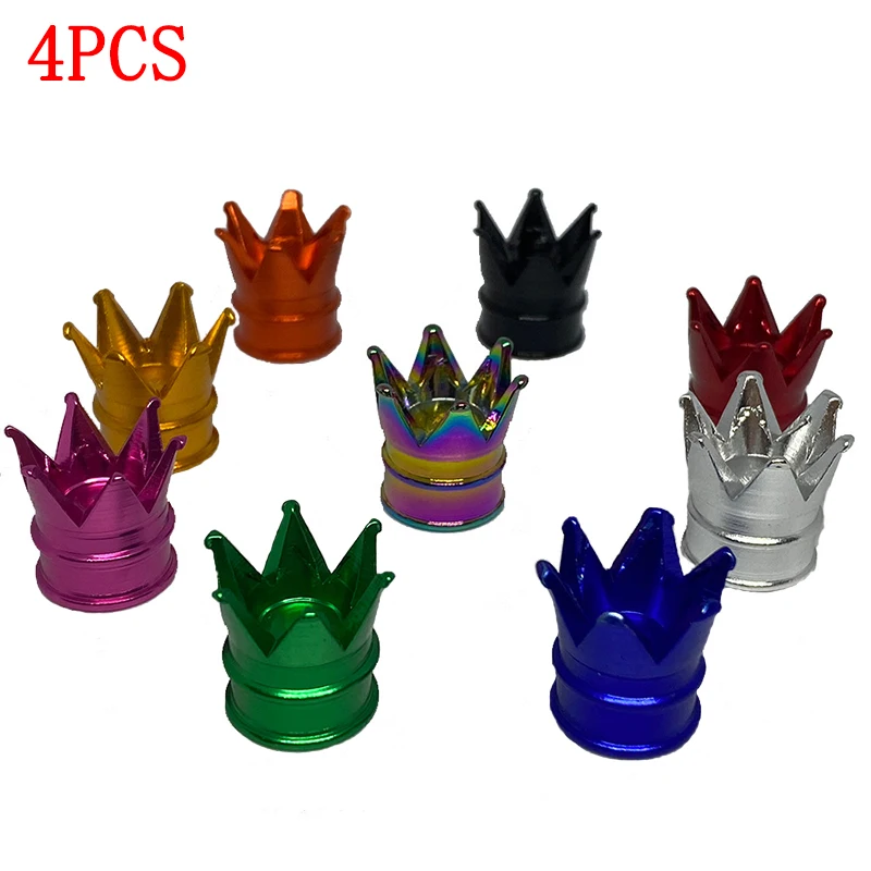 크라운 타이어 밸브 캡, 자동차 휠 에어 밸브 방진 캡, 휠 스템 에어 밸브 더스트 커버, 오토바이 자동차 액세서리, 4 개