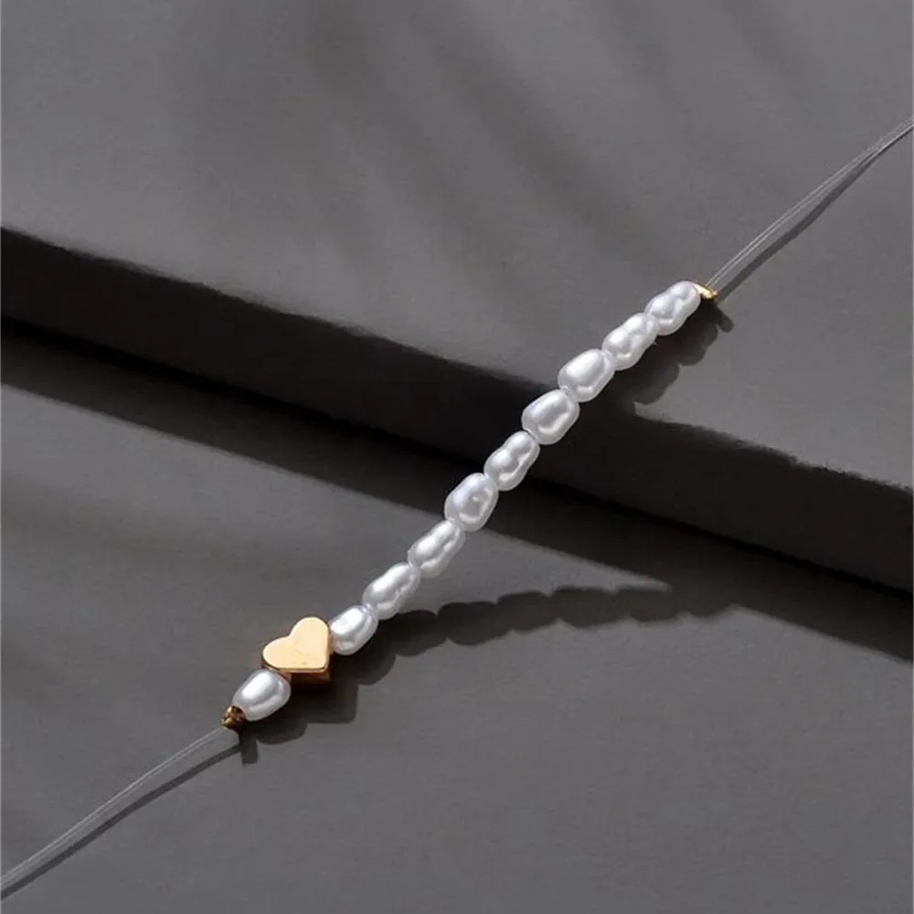 여성용 빈티지 패션 골드 컬러 심플 모양 인공 진주, 피치 하트 목걸이, 여성 소녀 바로크 초커 쥬얼리 선물