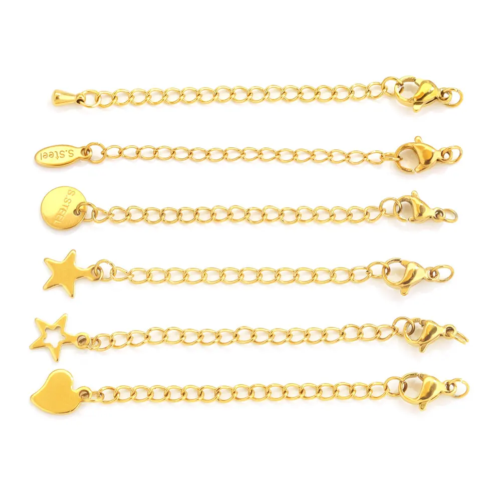 스테인리스 스틸 연장 테일 체인, 랍스터 걸쇠 포함, 팔찌 목걸이 DIY 주얼리 제작 용품, 10 개