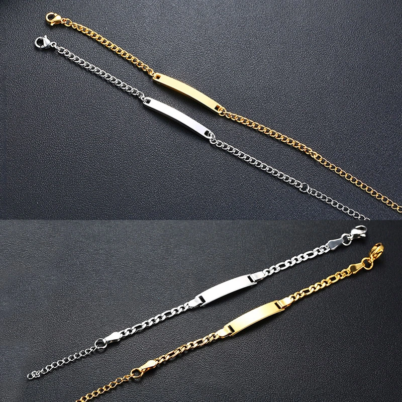 Vnox 맞춤형 맞춤형 아기 이름 팔찌, 골드 톤 솔리드 스테인레스 스틸, 조정 가능한 팔찌, 신생아, 여아, 남아 선물