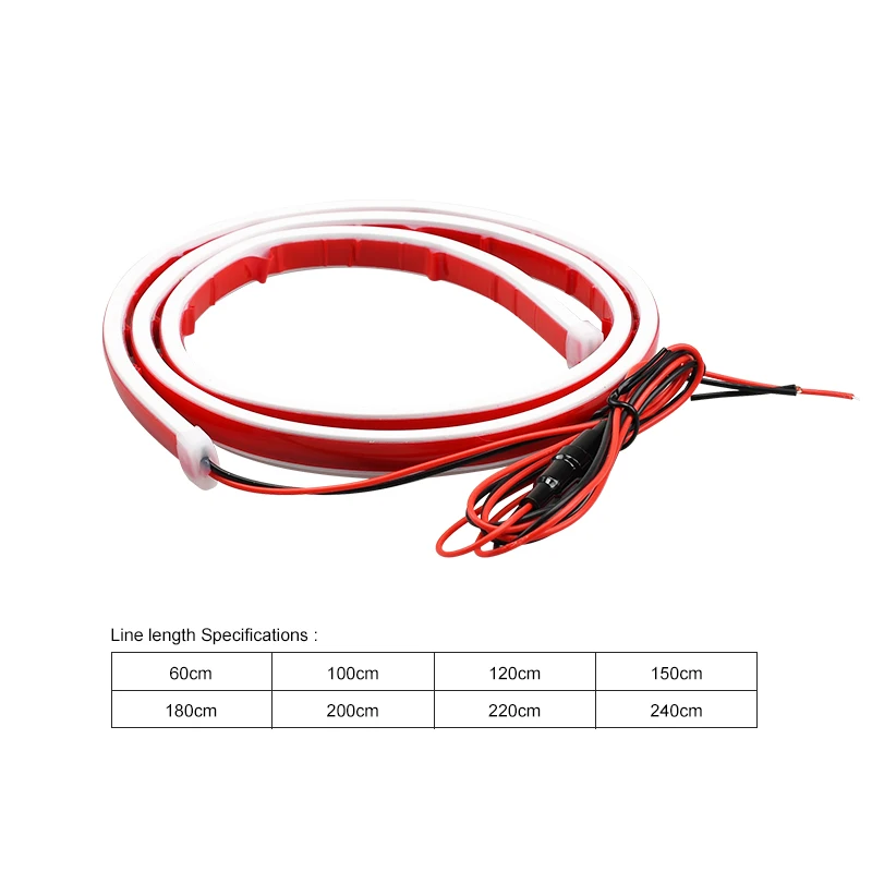 12V 스캔 시작 자동차 후드 라이트 스트립 LED 주간 러닝 라이트, 방수 자동 엔진 후드 가이드 장식 주변 네온 램프