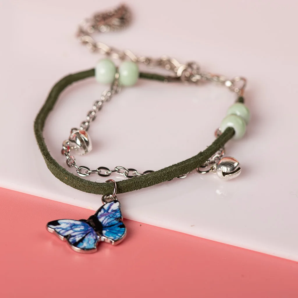 귀여운 금속 드립 글레이즈 펜던트 팔찌, 손으로 짠 매력 선물 팔찌, 여자 어린이 팔찌, 도매 # MZ104