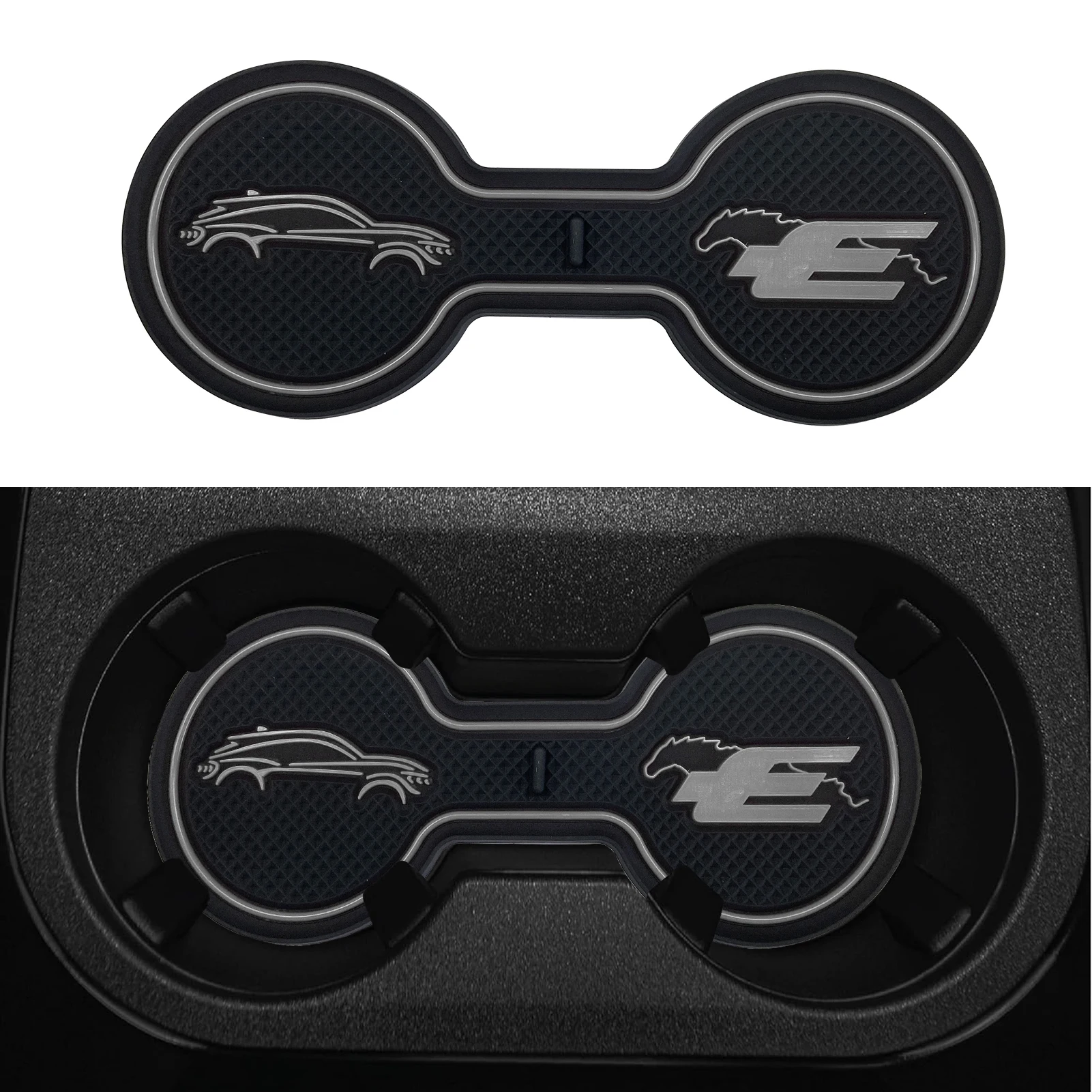 미끄럼 방지 자동차 컵 코스터 슬롯 패드, 포드 머스탱 마하-e 2021-2023, 미끄럼 방지 매트 포켓 매트, 내부 컵 거치대 패드 액세서리