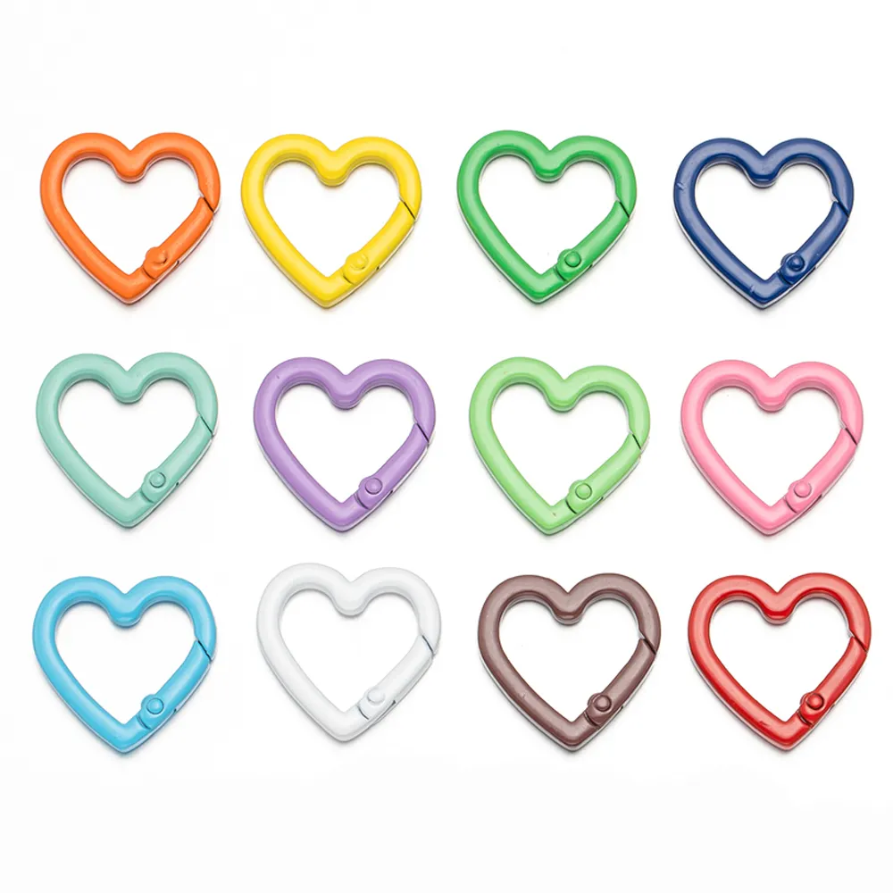 하트 모양 카라비너 후크 링 키체인, DIY 쥬얼리 제작 용품, 커넥터 버클 액세서리, 5 개, 21mm, 25mm