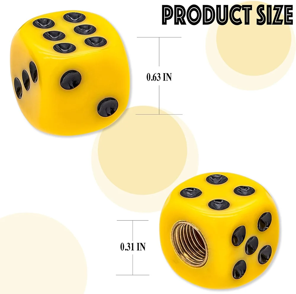 다이스 타이어 밸브 스템 캡, 방수 밀폐 자동차 휠 타이어 에어 캡, 자동차 오토바이 자전거용 범용 밸브 스템 커버, 4 개