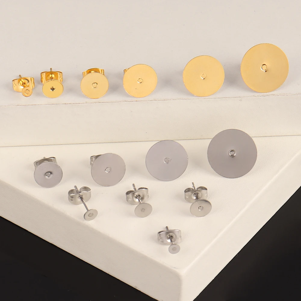 스테인리스 스틸 귀걸이 스터드 빈 포스트 베이스 핀, 귀걸이 플러그 이어 백 커넥터, 쥬얼리 제작 DIY, 50-100 개/로트