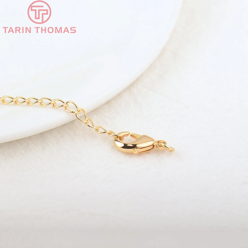 (3560) 랍스터 걸쇠가 있는 황동 익스텐더 체인, 전체 길이 70MM 24K 골드 컬러 도금 고품질 쥬얼리 액세서리 6 개