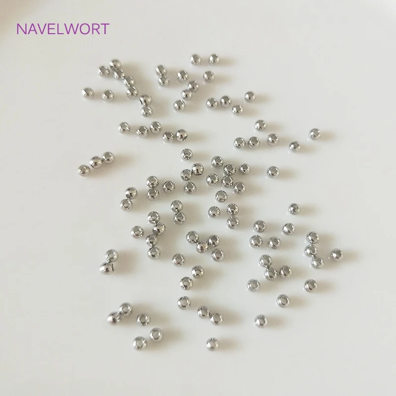 팔찌 제작용 둥근 스페이서 비즈, 비즈 분리기, 주얼리 제작용 황동 비즈, DIY 액세서리, 18K 골드 도금, 2-6mm