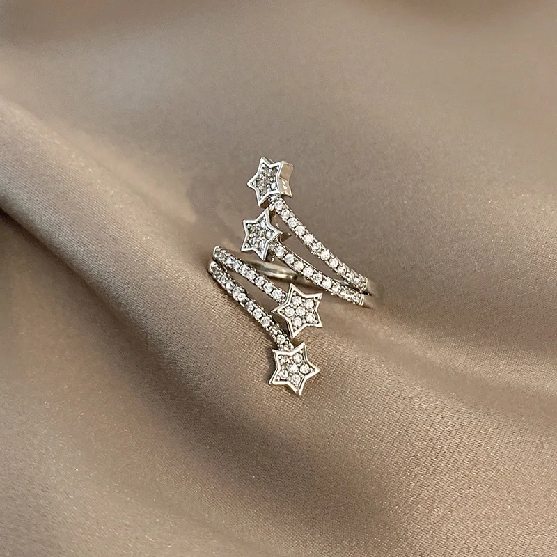 2022 한국어 새로운 절묘한 기하학 원형 반지 여성 패션 럭셔리 지르콘 손가락 반지 간단한 기질 다목적 보석