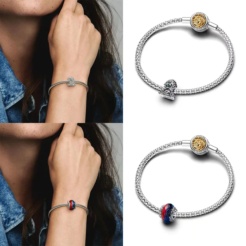 925 스털링 실버 드래곤 목걸이, 반지 귀걸이, 왕좌 참 비즈, 판도라 오리지널 팔찌, DIY 파인 쥬얼리에 적합