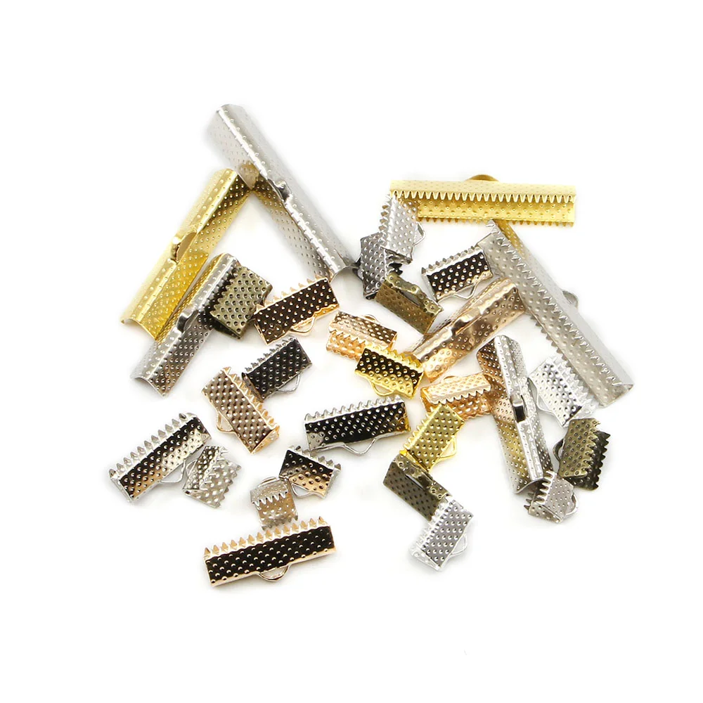 크림프 비즈 코브 걸쇠 코드 엔드 캡 스트링 리본 가죽 클립, 폴드오버 커넥터 용품 DIY 쥬얼리 결과, 10-50 개