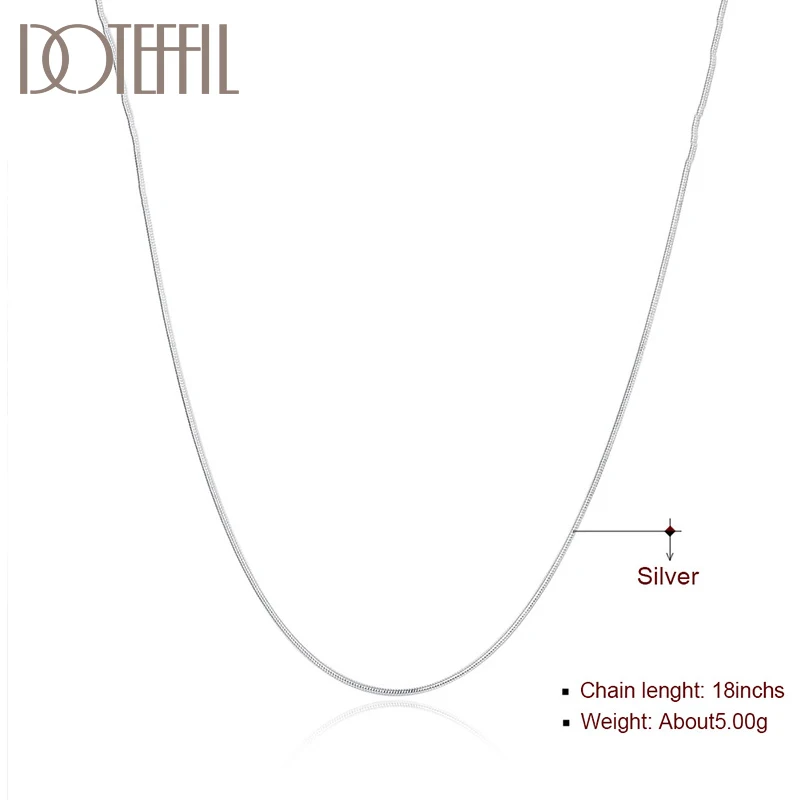 DOTEFFIL 925 스털링 실버, 남녀공용 스네이크 체인 목걸이, 패션 쥬얼리, 로트 당 5 개, 10 개, 16 인치, 18 인치, 20 인치, 22 인치, 24 인치, 26 인치, 28/30 인치, 1.2mm