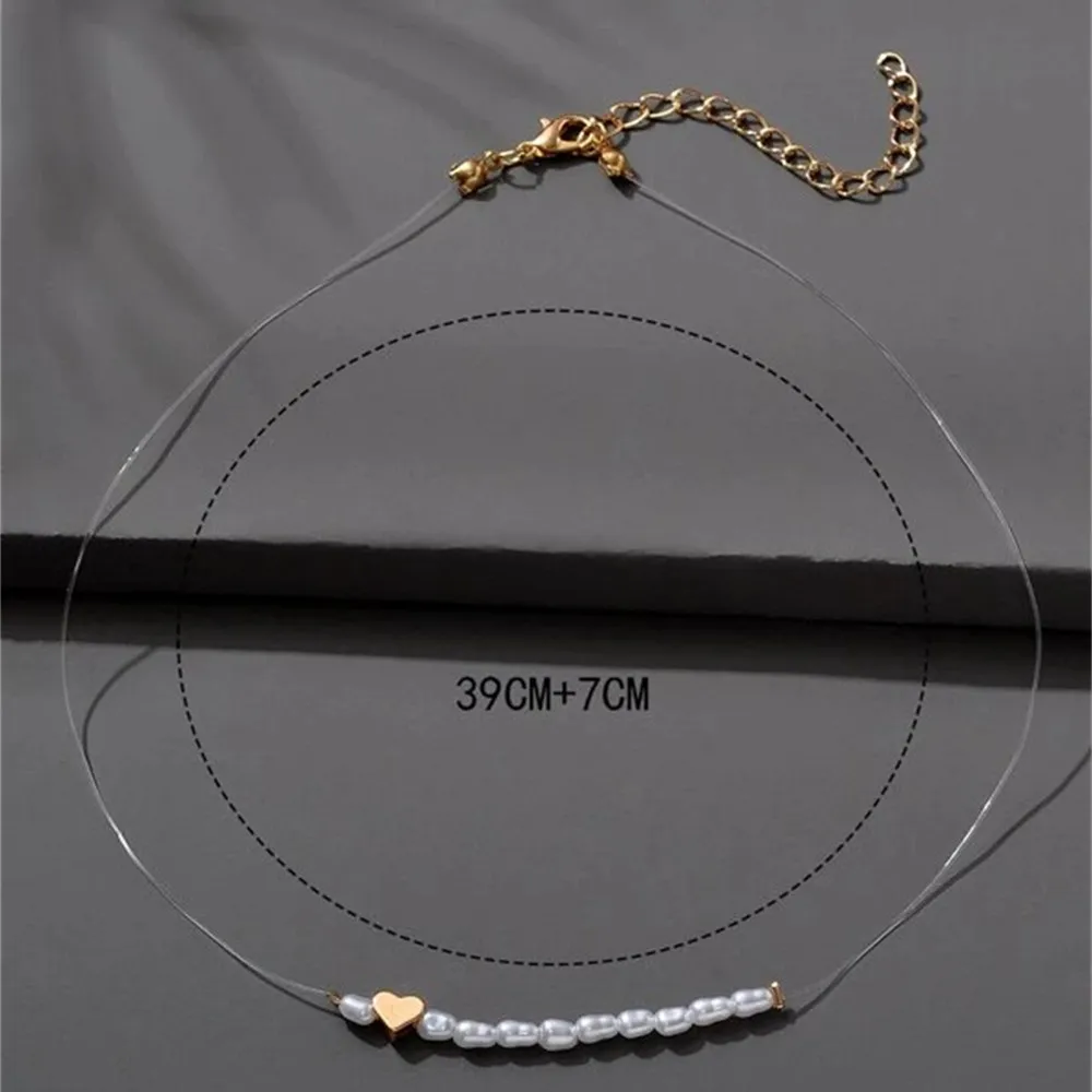 여성용 빈티지 패션 골드 컬러 심플 모양 인공 진주, 피치 하트 목걸이, 여성 소녀 바로크 초커 쥬얼리 선물