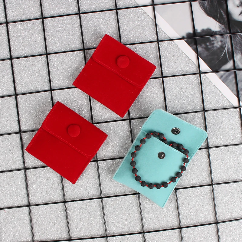 소프트 벨벳 주얼리 파우치 포장 백, 선물 팔찌 목걸이 귀걸이 링 보관 버튼 벨벳 백, 맞춤 로고, 10 개/몫