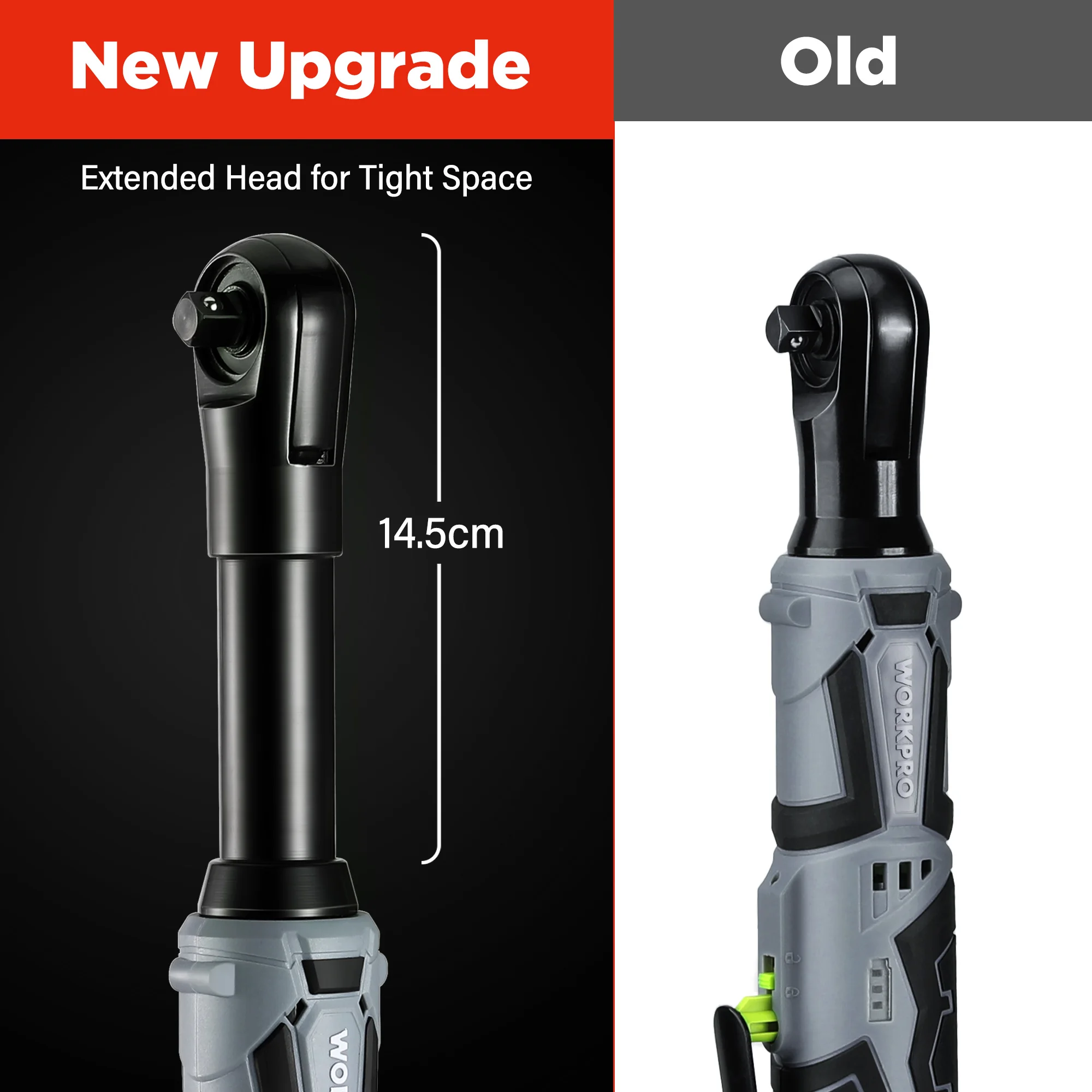 WORKPRO 전기 래칫 렌치, 리튬 이온 확장 래칫 렌치, 나사 제거용 3/8 인치 무선 래칫 도구 키트, 55N.m, 12V