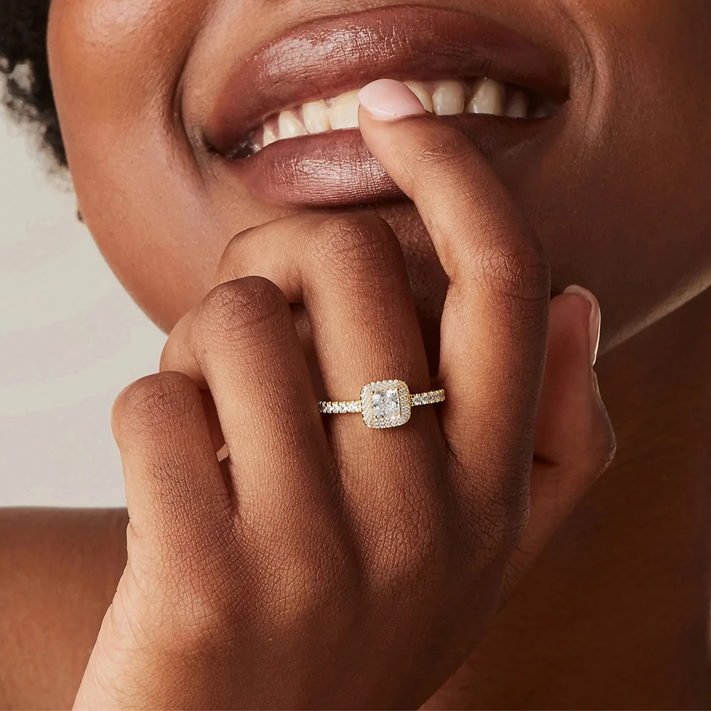 CANNER 리얼 925 스털링 실버 패션 미니 지르콘 약혼 반지 여성 반지 여성 골드 컬러 파인 쥬얼리 선물 anillos