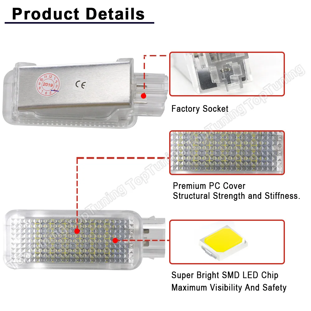 아우디 A1 A2 A3 A4 A5 A6 A7 A8 B5 B6 B7 B8 Q3 Q5 Q7 TT 자동차 화이트 LED 도어 트렁크 Footwell 글러브 박스 라이트 램프
