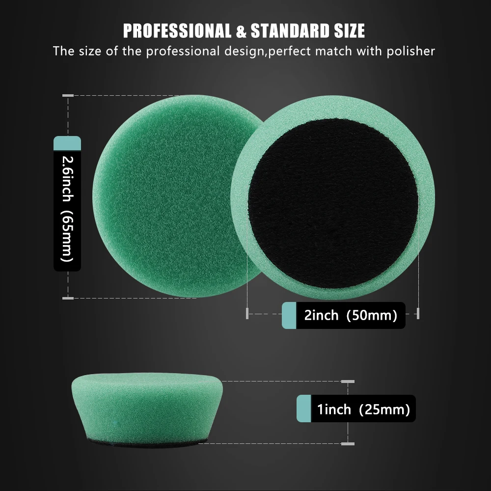 SPTA 자동차 스펀지 버핑 광택제 패드 세트, 미니 광택기용 후크 및 루프 포함, 자동차 디테일링 코너 연마 패드, 1.5 인치, 2 인치