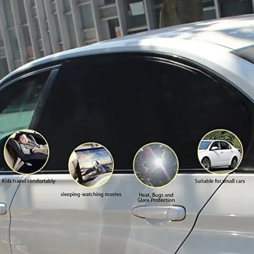 2 x 자동차 뒷좌석 선샤인 블로커 썬 메쉬 블라인드 윈도우 쉐이드 네트 양말 블랙