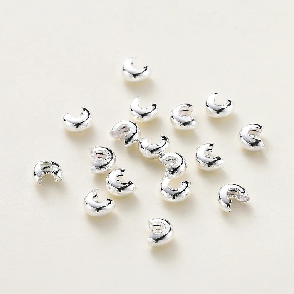 금도금 황동 오픈 크림프 비즈 커버, 크림프 엔드 비즈 스토퍼 스페이서 비드, DIY 보석 제작용, 50 개, 100 개, 3mm, 4mm, 5mm, 14K, 18K