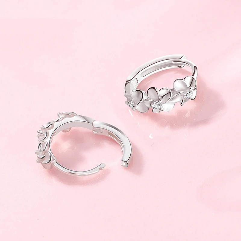 DOTEFFIL-925 스털링 실버 작은 장미 꽃 라운드 후프 귀걸이 AAA 지르콘, 여성을 위한 매력 약혼 웨딩 주얼리