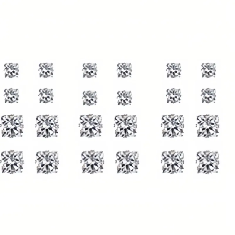 여성용 화이트 샤이니 웨딩 스터드 귀걸이 세트, 크리스탈 쥬얼리 액세서리, Oorbellen 쥬얼리 귀걸이, 12 쌍/로트