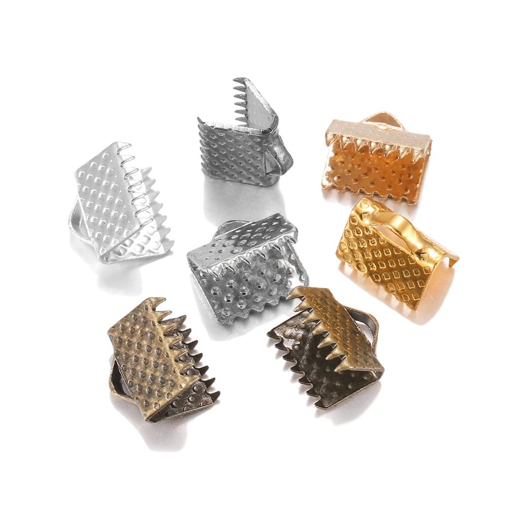 크림프 비즈 코브 걸쇠 코드 엔드 캡 스트링 리본 가죽 클립, 폴드오버 커넥터 용품 DIY 쥬얼리 결과, 10-50 개