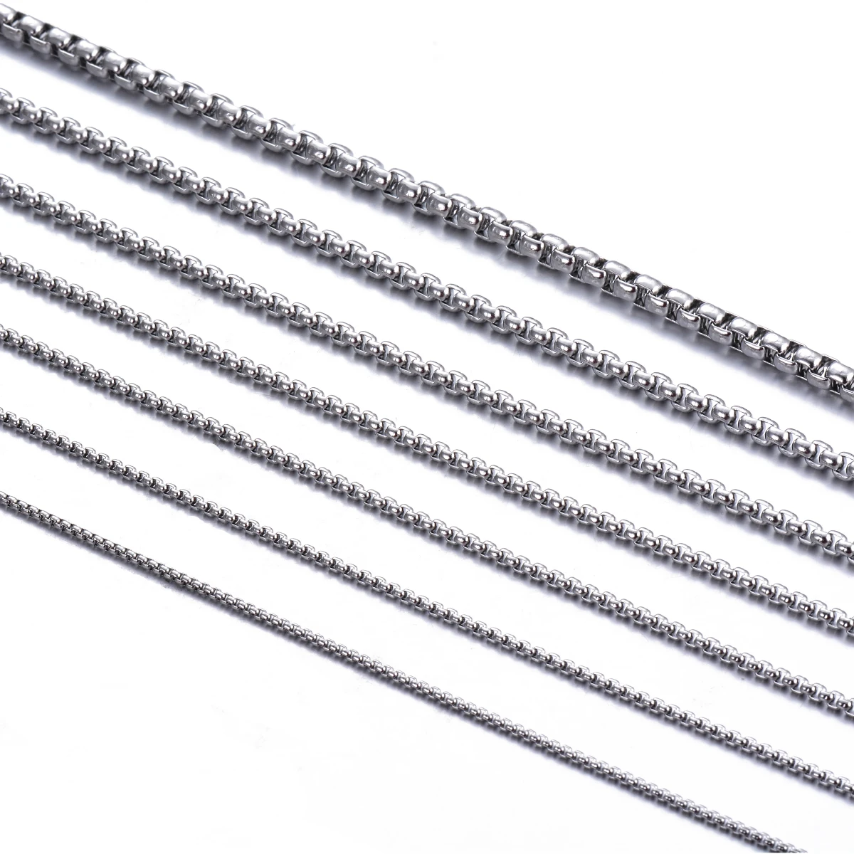 스테인레스 스틸 사각 롤로 스테인레스 스틸 체인 목걸이, 라운드 박스 목걸이, 남녀공용 너비 2mm-5mm, 1PC