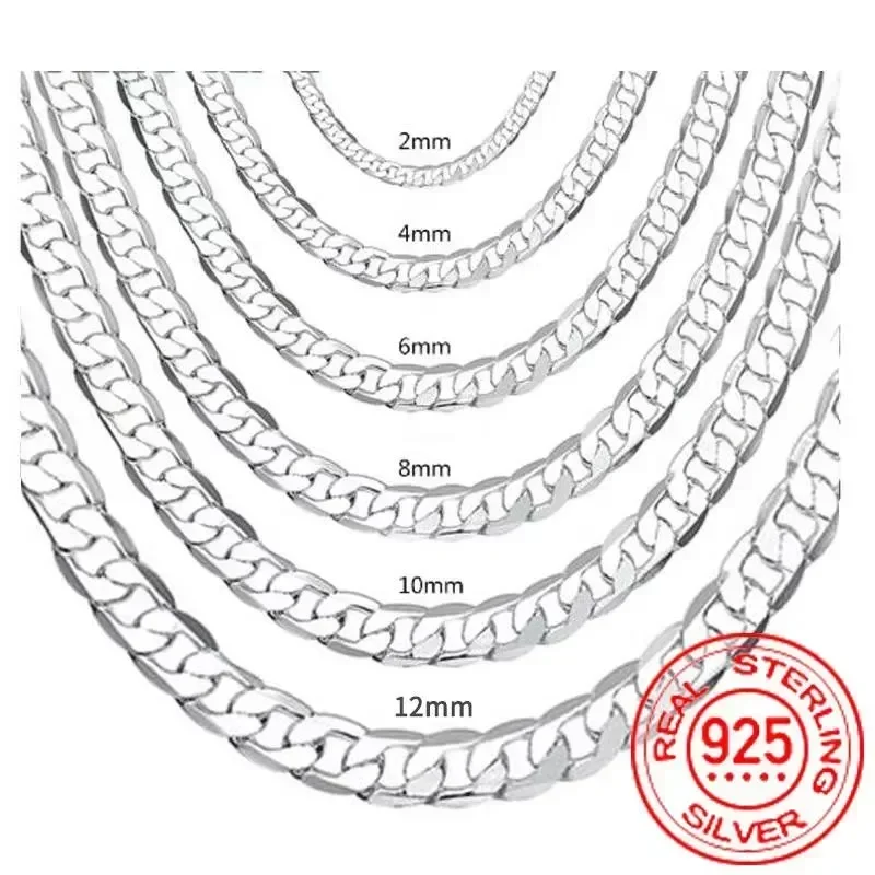 925 스털링 실버 목걸이, 길이 체인 랍스터 걸쇠, 남녀 약혼 쥬얼리, 2-12mm 너비, 40-75cm, 도매 title=925 스털링 실버 목걸이, 길이 체인 랍스터 걸쇠, 남녀 약혼 쥬얼리, 2-12mm 너비, 40-75cm, 도매 