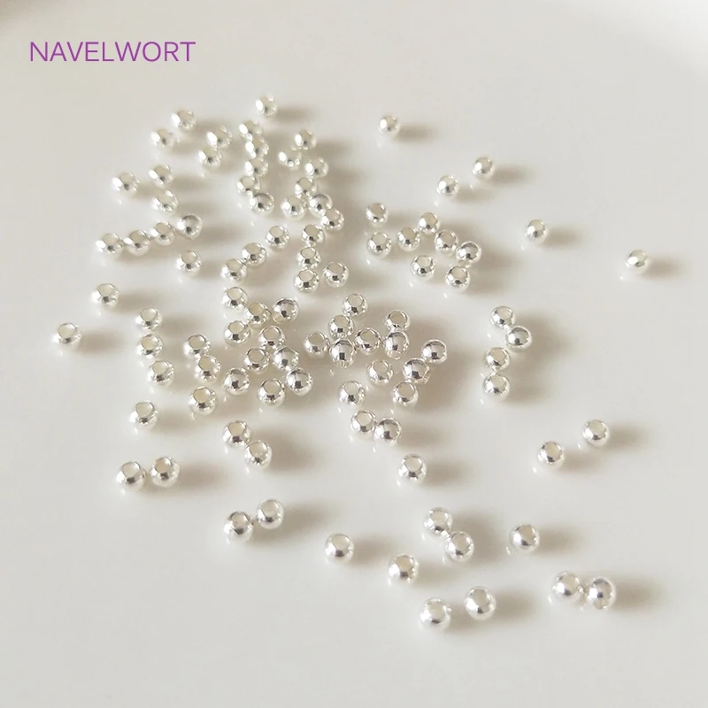 팔찌 제작용 둥근 스페이서 비즈, 비즈 분리기, 주얼리 제작용 황동 비즈, DIY 액세서리, 18K 골드 도금, 2-6mm