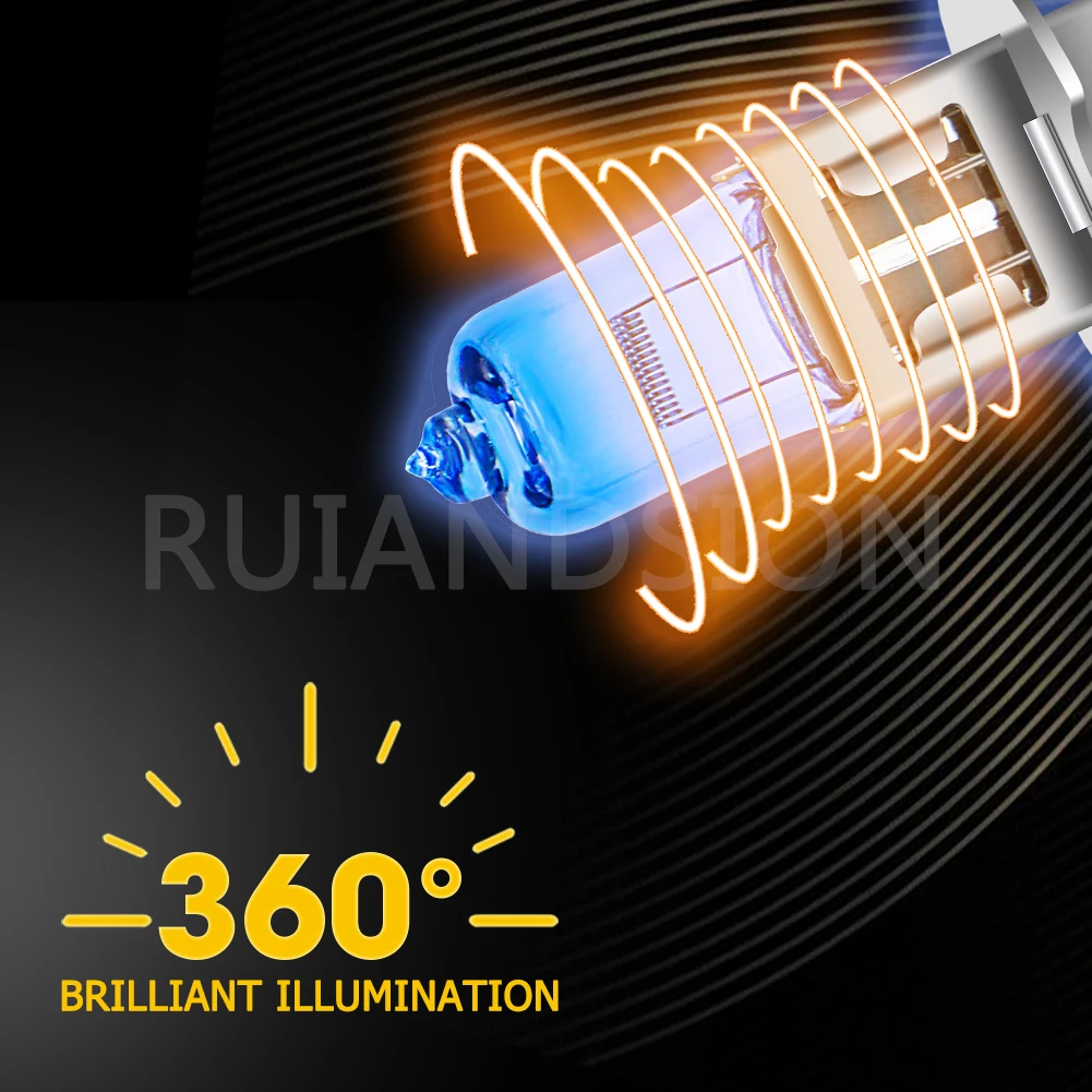 Ruiandsion 할로겐 전구, 석영 유리, 자동 헤드라이트, 어두운 파란색 노란색, 12V, 24V, 55W, 100W, 제논 6000K, 흰색, 2 개, H1, H3, H7