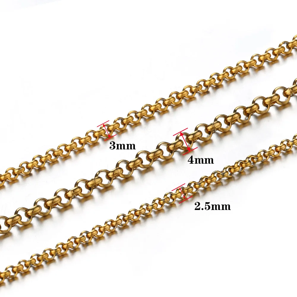 1 미터 골드 컬러 스테인레스 스틸 체인 목걸이 체인, DIY 팔찌 쥬얼리 만들기 부품 재료 용품 2.5/3/4mm