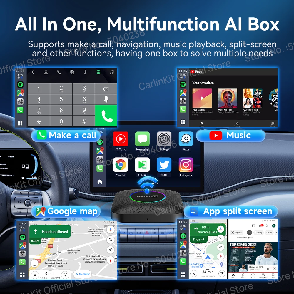 8G + 128G Carlinkit CarPlay Ai 박스 LED 안드로이드 13 무선 안드로이드 자동 CarPlay 비디오 TV 박스 Qualcomm SM6225 VW 포드 기아 도요타 혼다 벤츠 MG BYD Mazda 용 8 코어 스트리밍 박스