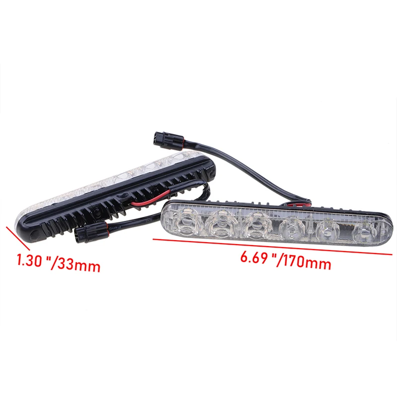 2PCS 자동차 DRL 어셈블리 낮 실행 조명 안개 램프 6LED 차가운 흰색 12V 10000k 높은/낮은 빔 알루미늄 주택