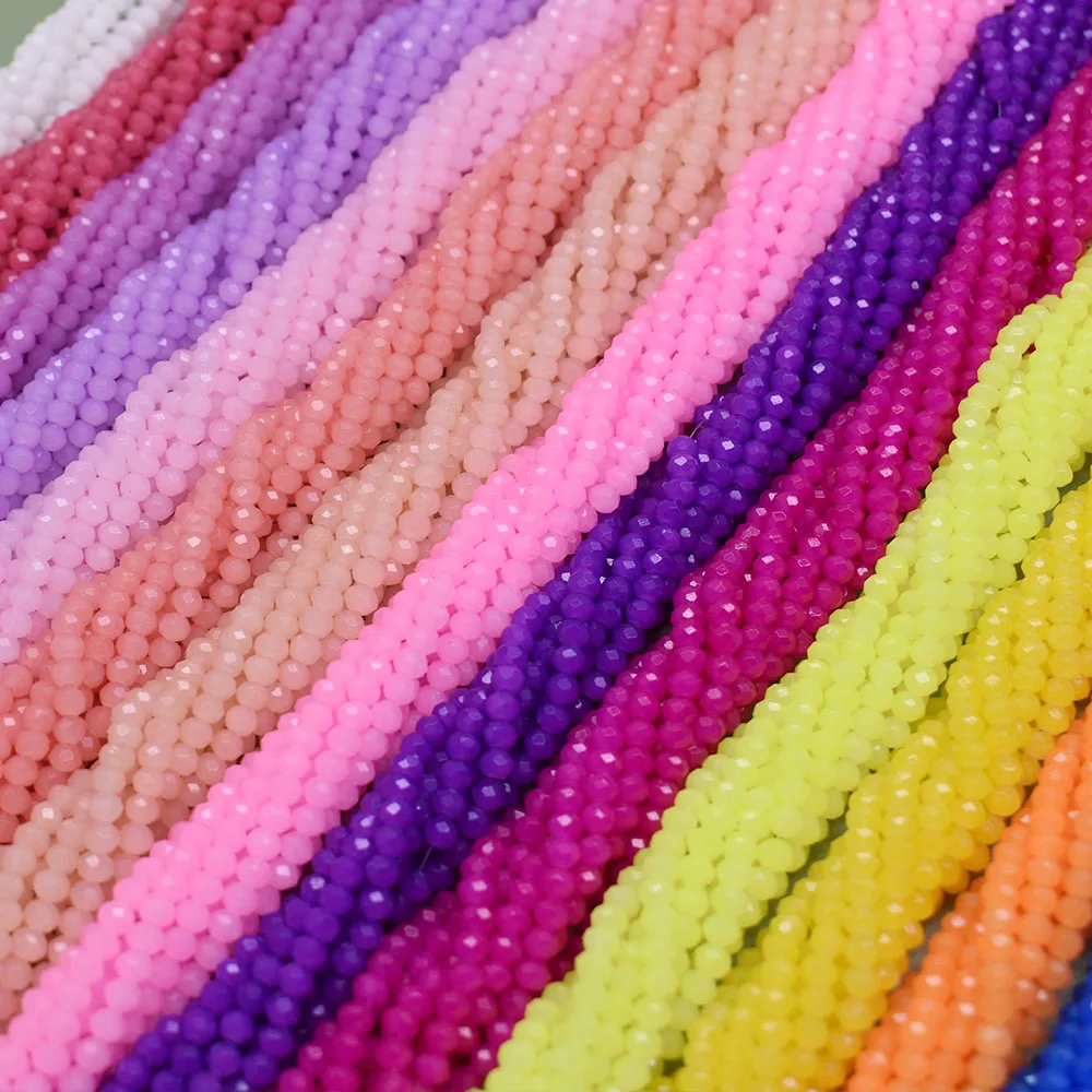 염색 론델 크리스탈 유리 구슬, 여름 색상 면 느슨한 스페이서 유리 구슬, 주얼리 제작 DIY 목걸이, 2mm, 3mm, 4mm, 신제품