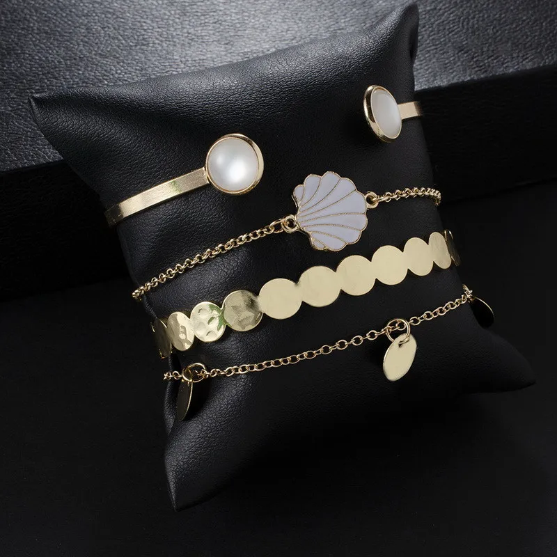 보헤미안 천연 쉘 소라 모조 진주 불가사리 펜던트 팔찌, 여성용 패션 비치 팔찌, 생일 주얼리 선물