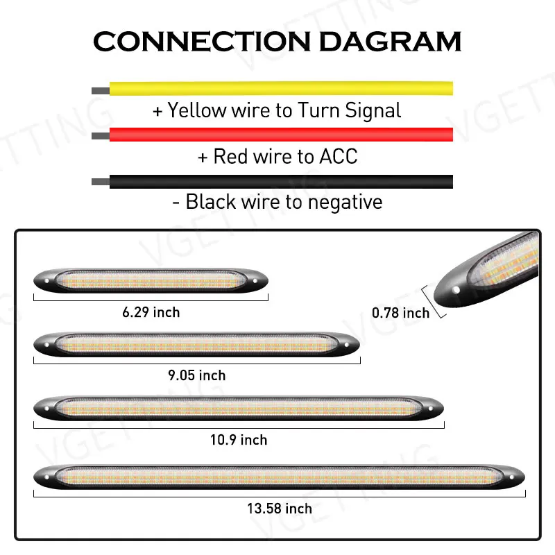 유연한 DRL LED 스트립 자동차 주간 주행등, 자동 헤드라이트, 방수 화이트 방향 지시등, 노란색 브레이크 플로우 램프, 12V, 2 개