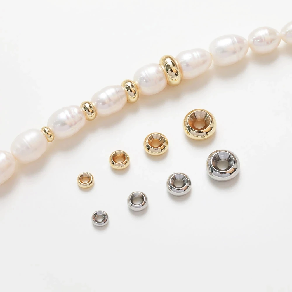 DIY 목걸이 팔찌용 스페이서 비즈, 금 도금, 14K, 18K, 10-30 개, 3mm, 4mm, 5mm, 6mm, 8mm, 쥬얼리 제작 액세서리, 도매