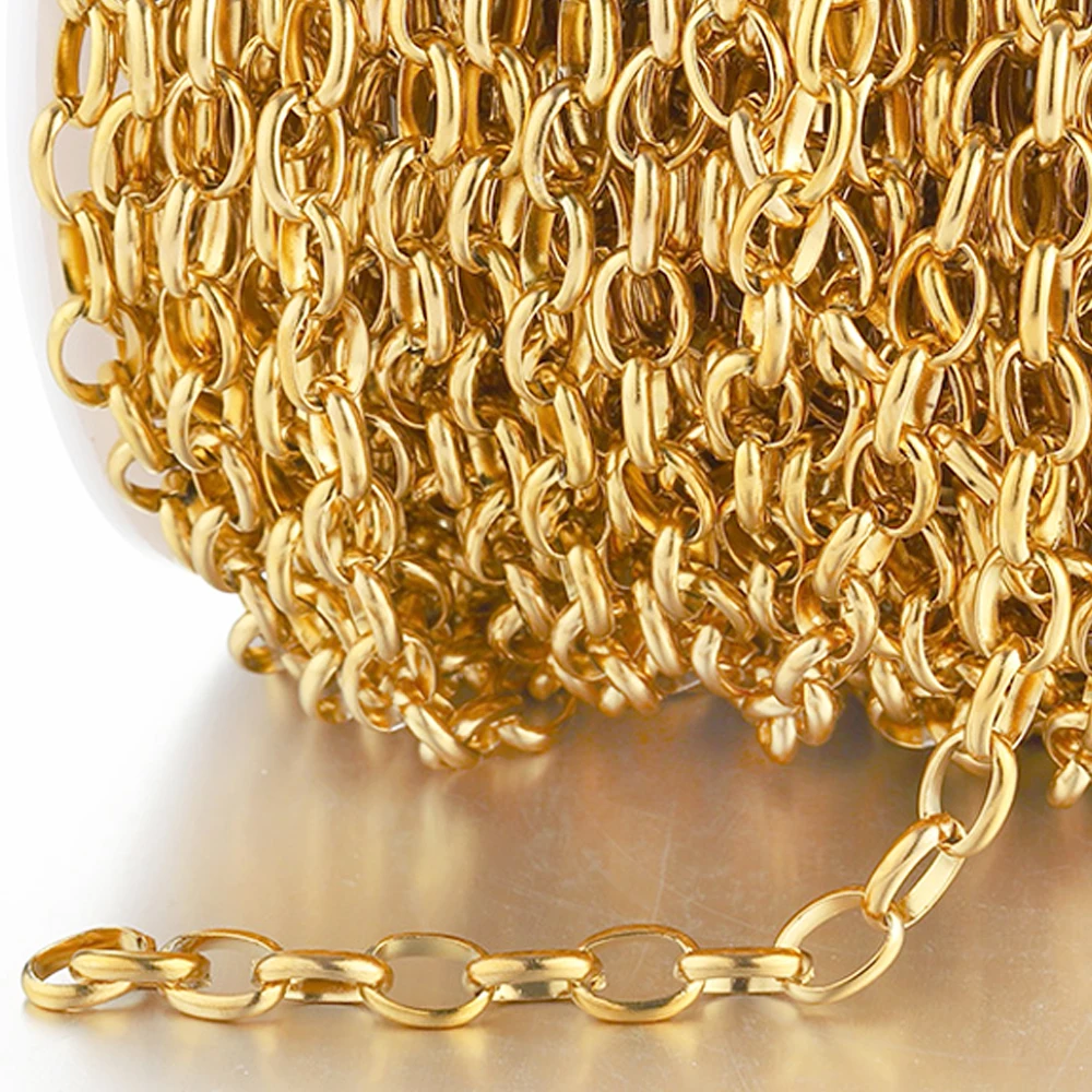 1 미터 골드 컬러 스테인레스 스틸 체인 스타 링크 체인 여성용 DIY 목걸이 팔찌 쥬얼리 구성 요소 만들기 DIY No Faded