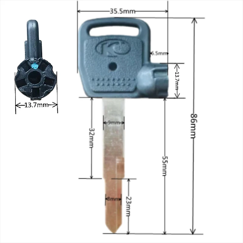 Kymco 오토바이 자석 키 블랭크 Ct250 300 400 레이싱 Kcc Acc 다이나믹 Superdink 125 너비 13.7 이상, 2 개