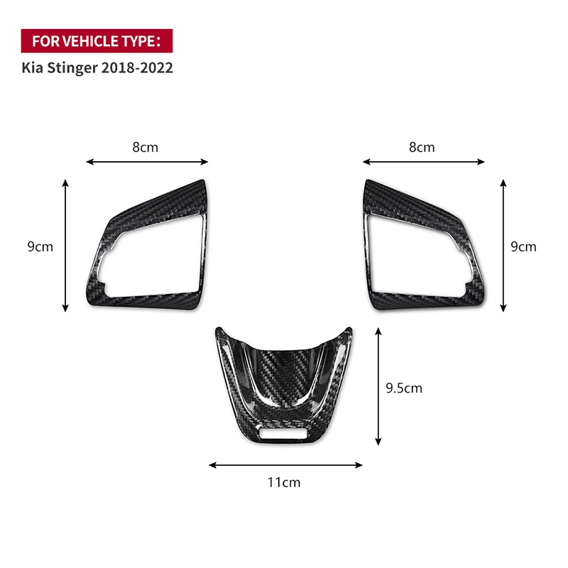기아 스팅어 2018 2019 2020 2021 2022 스티어링 휠 패널 트림, 리얼 하드 탄소 섬유 스티커, 자동차 인터 스타일링