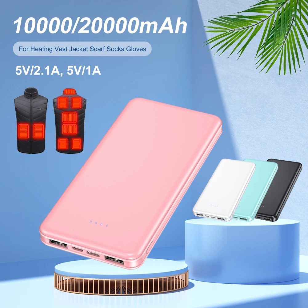 난방 조끼 재킷 스카프 양말 장갑, 강력한 보조배터리, 10000mAh, 20000mAh, 5V, 2A 보조배터리 외장 배터리 팩, 신제품