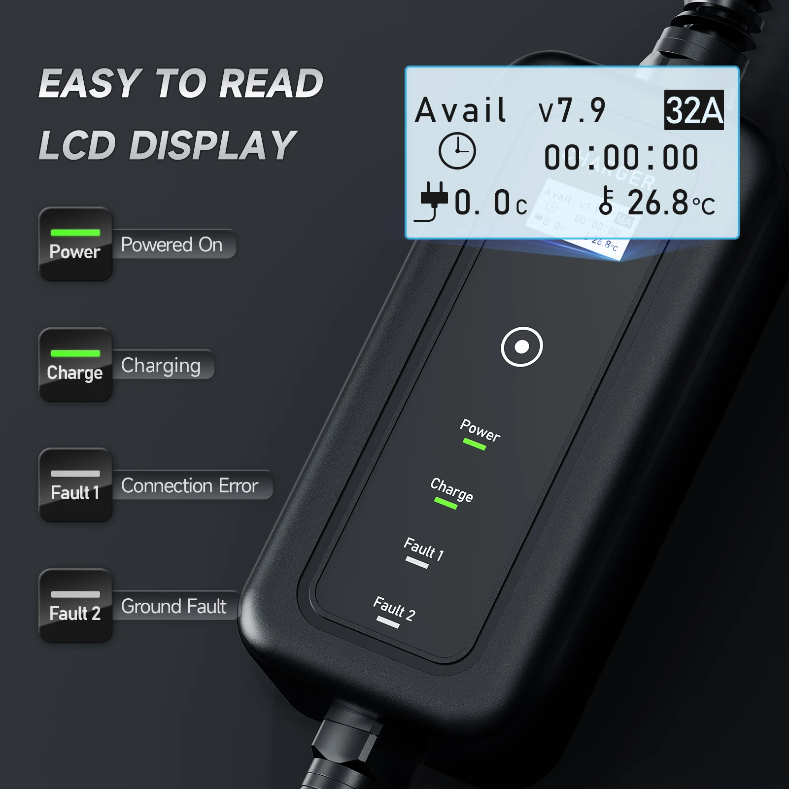 전기 자동차용 휴대용 EV 충전기, 타입 2 IEC62196-2 EVSE 충전 박스, 타입 1 SAE J1772 CEE 플러그 컨트롤러 월박스, 7KW, 32A