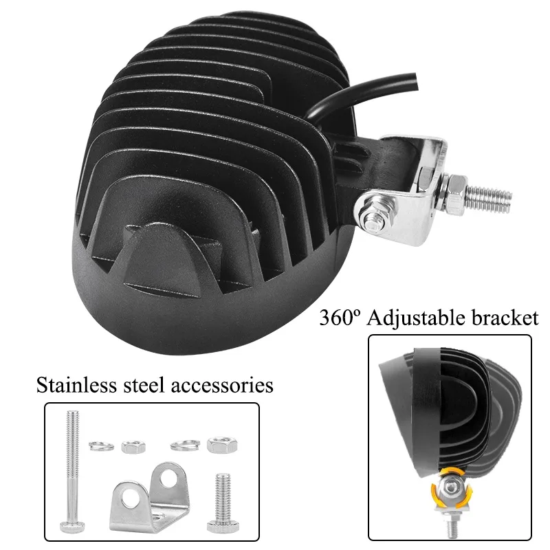 VISORAK 5 인치 트랙터 수확기 지게차 픽업 트럭 SUV 자동차, 4x4 타원형 LED 작업등, IP68 4wd 포드 지프 허머 볼보 화물차