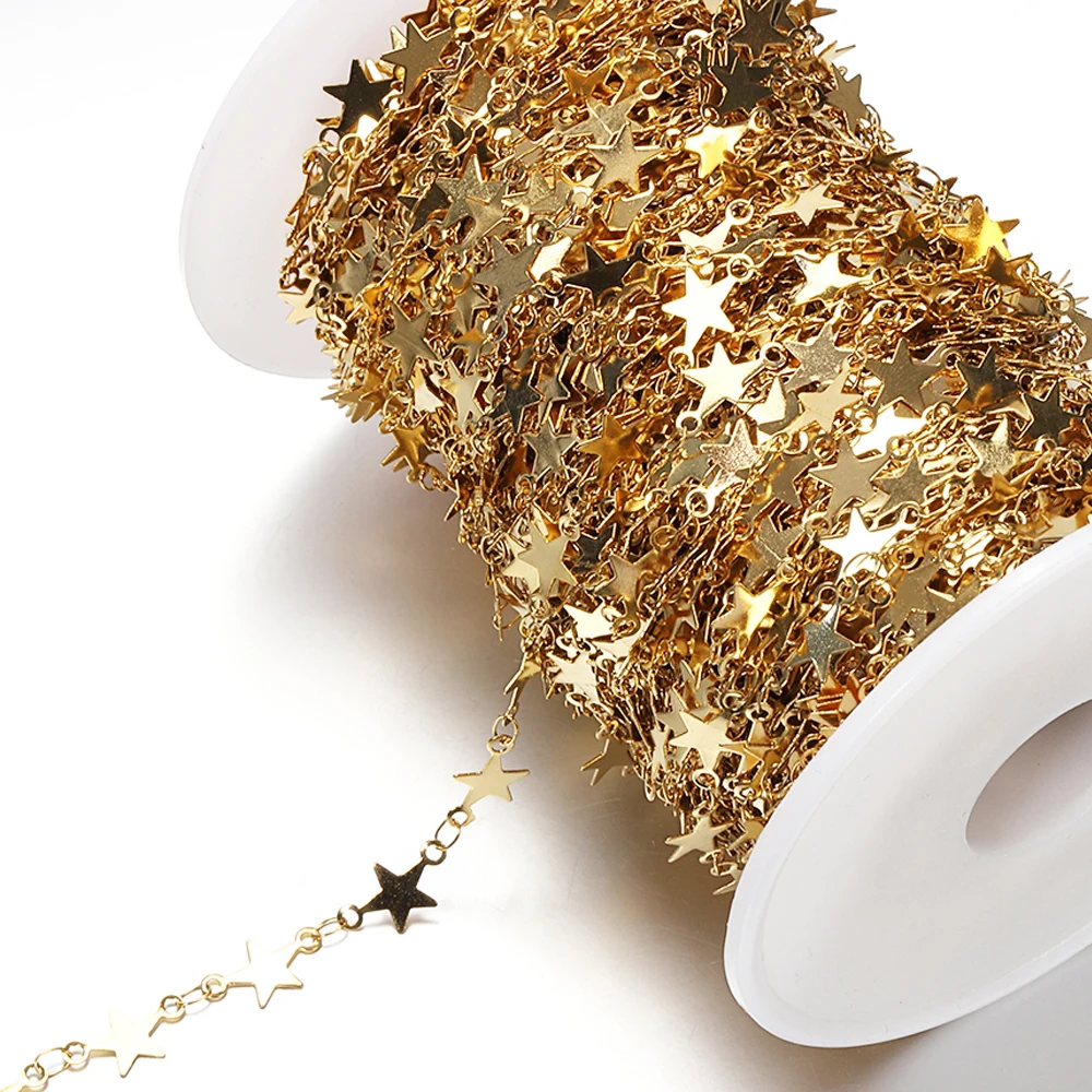 1 미터 골드 컬러 스테인레스 스틸 체인 스타 링크 체인 여성용 DIY 목걸이 팔찌 쥬얼리 구성 요소 만들기 DIY No Faded