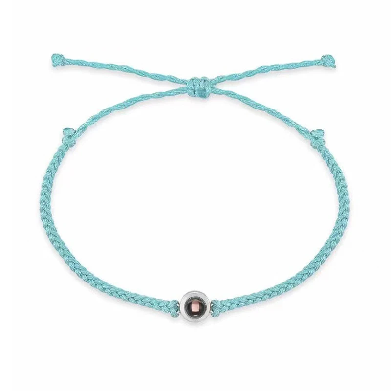 여성용 컬러 브레이드 팔찌, 맞춤 프로젝션 팔찌, 서클 사진 프로젝션, 조절 가능, 도매