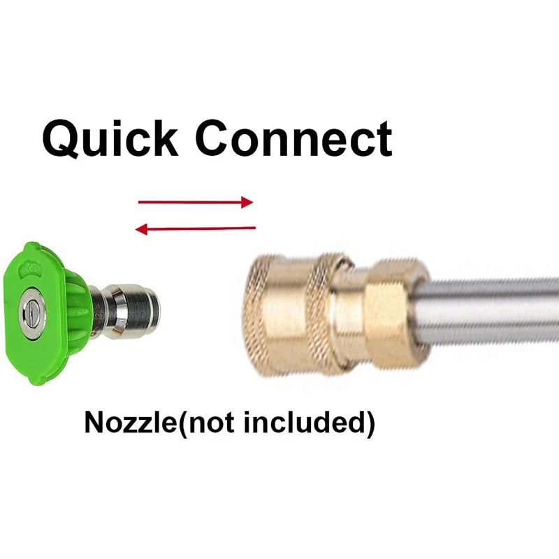 자동 압력 와셔 연장 로드, 스테인리스 스틸, 빠른 연결, 파워 워시 노즐, 내구성 부식 방지, 16 인치, 1/4 인치, 2 개