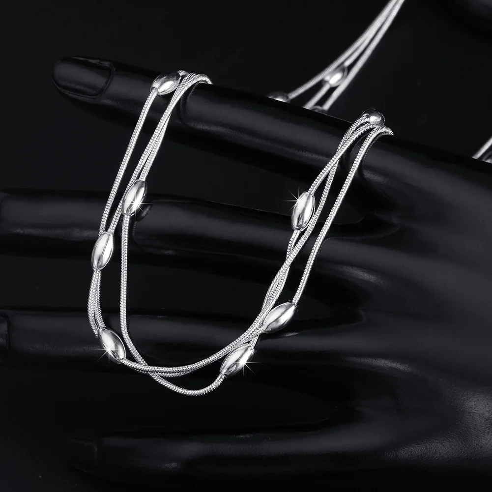 여성용 925 스털링 실버 매력 비즈 목걸이, 럭셔리 패션, 파티, 웨딩 액세서리, 쥬얼리, 크리스마스 선물